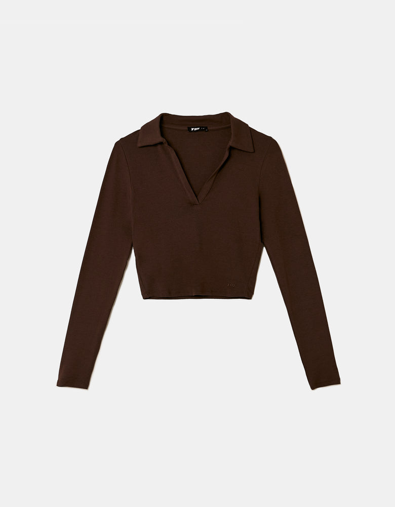 Polo T-Shirt Long Sleeves | Brown