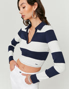 Polo T-Shirt Long Sleeves | Blue-White