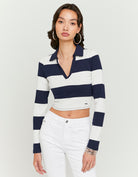 Polo T-Shirt Long Sleeves | Blue-White