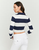 Polo T-Shirt Long Sleeves | Blue-White