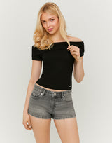Boat neck Basic T-shirt | Black