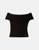Boat neck Basic T-shirt | Black