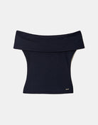 Boat neck Basic T-shirt | Navy
