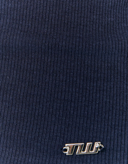 Boat neck Basic T-shirt | Navy