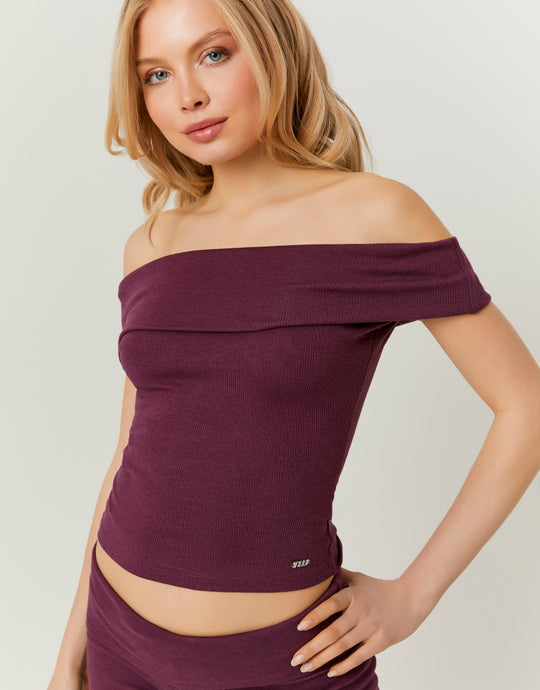 Boat neck Basic T-shirt | Bordeau