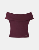 Boat neck Basic T-shirt | Bordeau