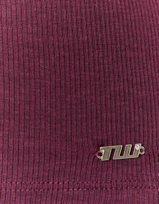 Boat neck Basic T-shirt | Bordeau