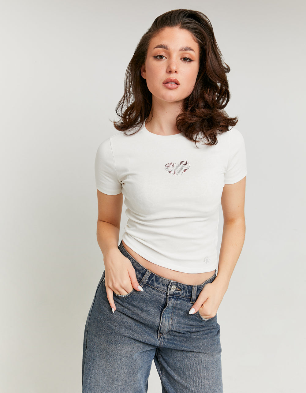 Printed Cropped T-shirt | Off White