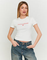 Printed Cropped T-shirt | Off White
