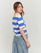 Polo T-shirt | White-Royal Blue