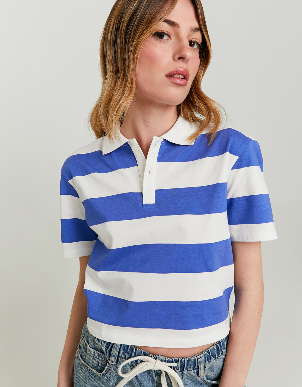 Polo T-shirt | White-Royal Blue