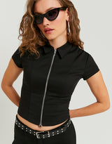 Zip Up Top | Black