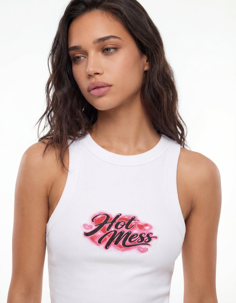 Printed Tank Top | White