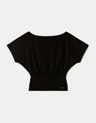 Boat neck Basic T-shirt | Black