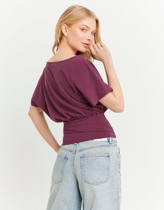 Boat neck Basic T-shirt | Bordeau