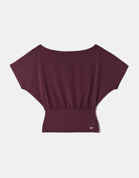 Boat neck Basic T-shirt | Bordeau
