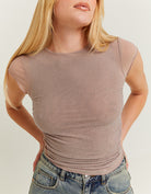 Mesh Loose Top with Strass | Nude