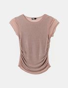 Mesh Loose Top with Strass | Nude