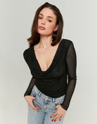 Transparent Top with Strass | Beige