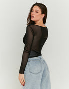 Transparent Top with Strass | Beige