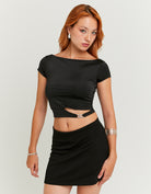 Cut Out Top with Metallic Detail | Black
