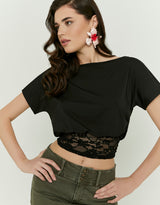 Asymmetric Lace Top | Black