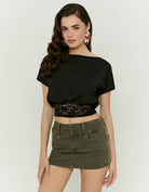 Asymmetric Lace Top | Black