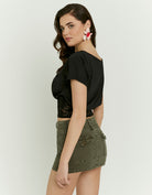 Asymmetric Lace Top | Black