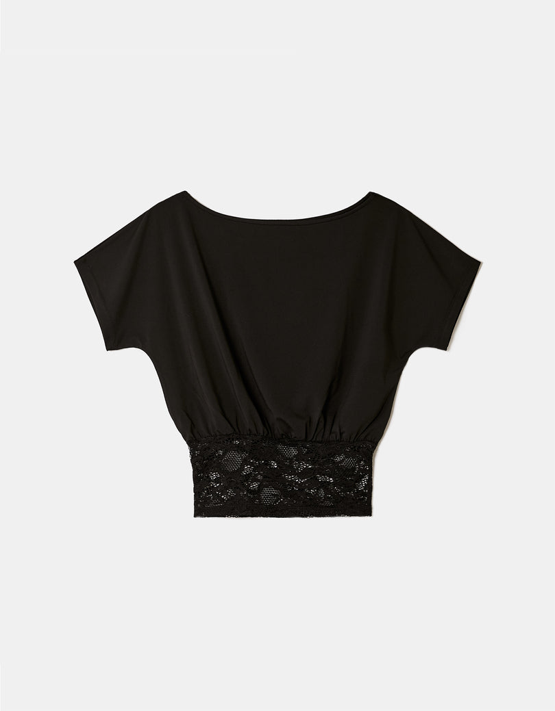 Asymmetric Lace Top | Black