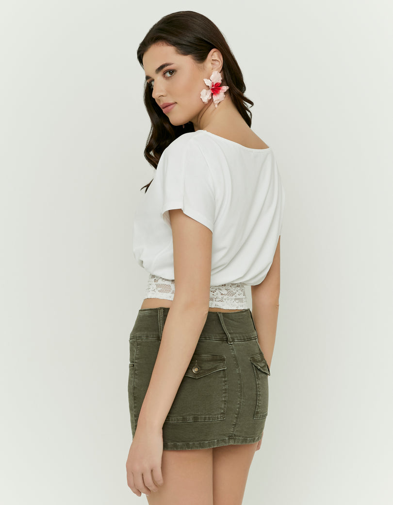Asymmetric Lace Top | White