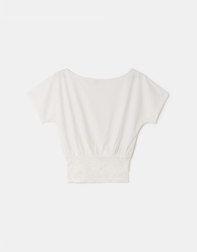Asymmetric Lace Top | White