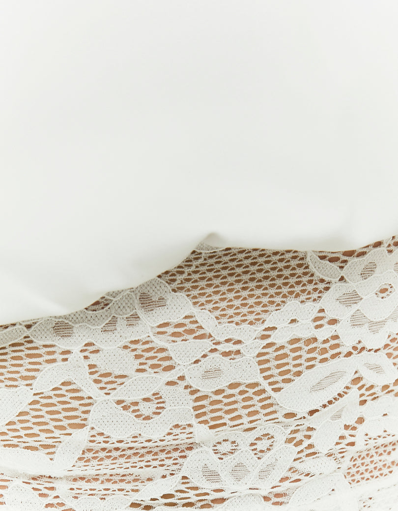 Asymmetric Lace Top | White