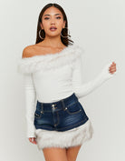 Asymmetric Top with Faux Fur | Off White