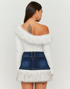 Asymmetric Top with Faux Fur | Off White