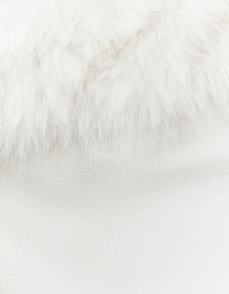 Asymmetric Top with Faux Fur | Off White