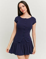 Cardigan with Boat Neckline | Navy