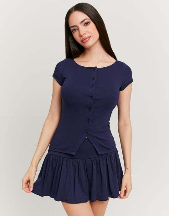 Cardigan with Boat Neckline | Navy