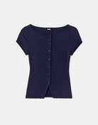 Cardigan with Boat Neckline | Navy