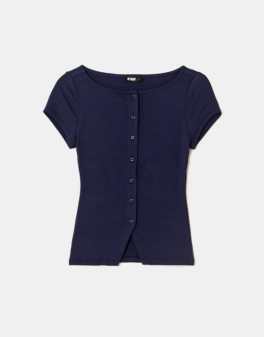 Cardigan with Boat Neckline | Navy