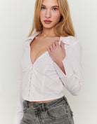 Striped Fitted Shirt | Pink