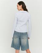 Striped Shirt With Bows | Blue-White