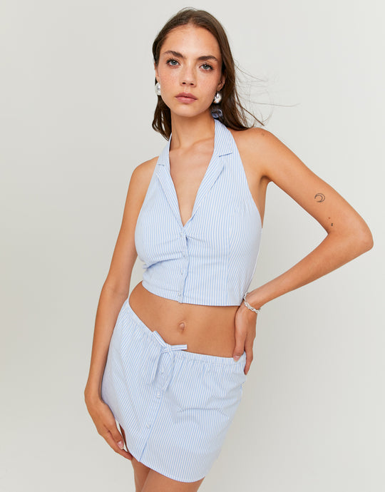 Top with Bow | Blue-White