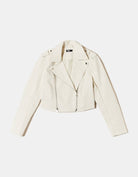Faux Leather Biker Jacket | White Croco