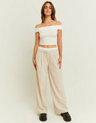 Double Waist Wide Leg Trousers | Off White